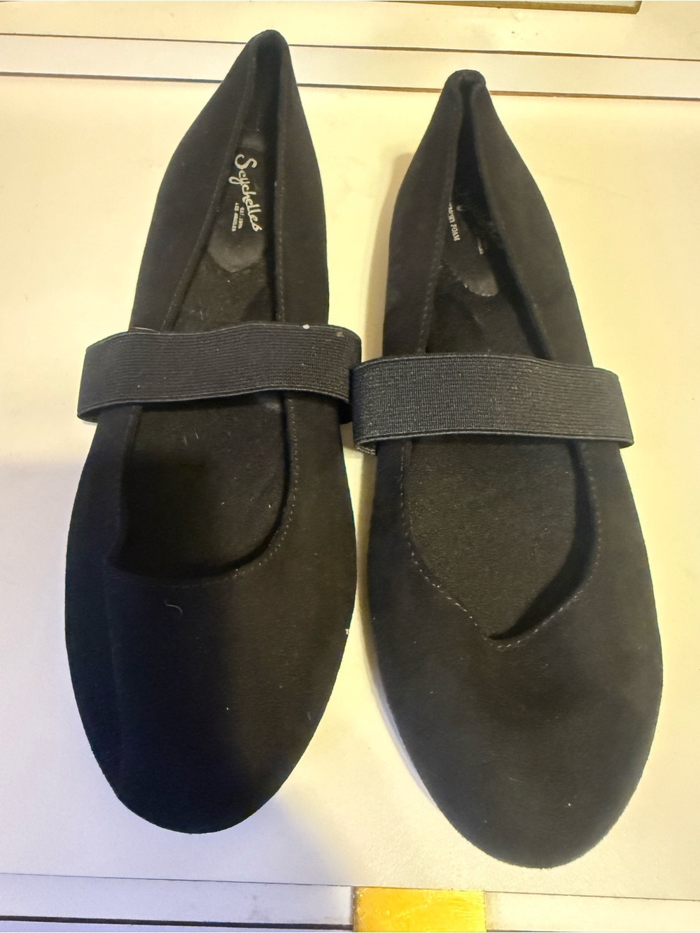 Seychelles Black Stretch-Strap Pointed Flats